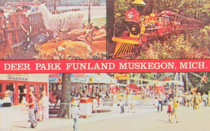 1960s postcard as deer park Michigan's Adventure (Deer Park), Muskegon